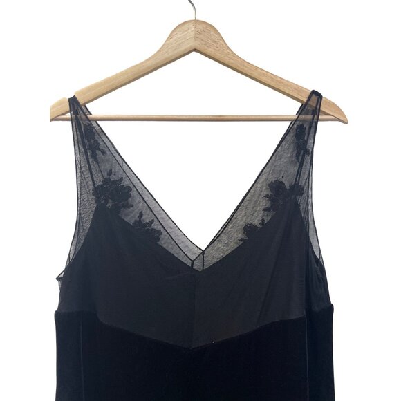 Evan-Picone Velvet Slip Dress with Tulle and Beading - Picture 4 of 7